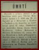 Vaclav Koutecky Death - in Umrti (Deaths) column of 7 Nov 1938 Chicago 'Denni Hlasatel' (Daily Herald)