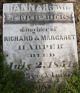 Hannah (Harper) Hicks Grave Stone - Columbus (Ontario) Bible Christian Cemetery